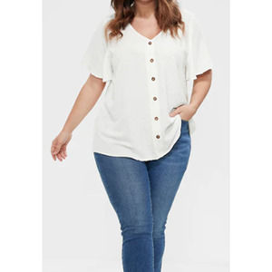 Women's White Button-Up Top